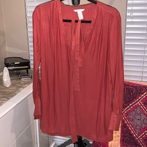 H&M red blouse with belt